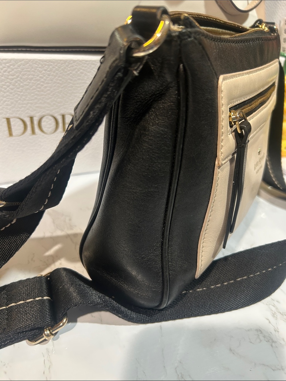 kate spade Black and Cream Leather Crossbody Bag - Picture 8 of 9